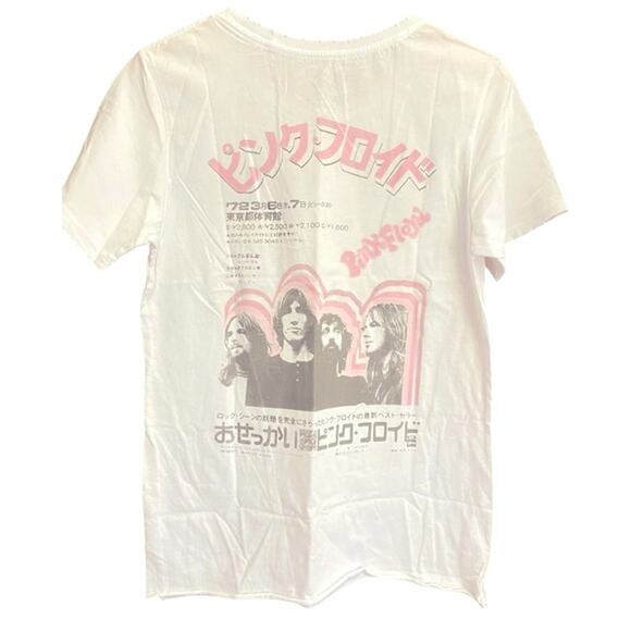 NEW recycled Karma pink Floyd Japanese theme pink graphic destroyed band tee S - Picture 1 of 6